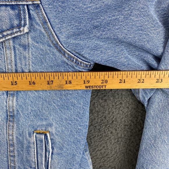 Levi's Denim Trucker Jacket Women's Large L Faux Fur Lined Sherpa Collar - Picture 4 of 8